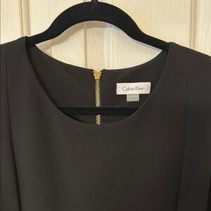 Calvin Klein Charcoal Dress with Gold Zipper